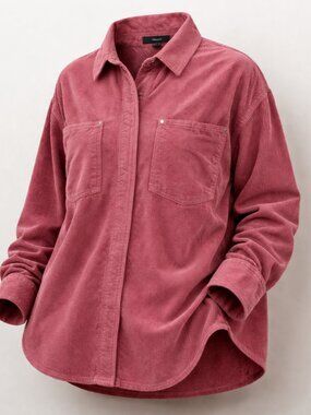 Forever 21 Corduroy Shacket Womens Small Pink Oversized Rose Retal Shirt Jacket